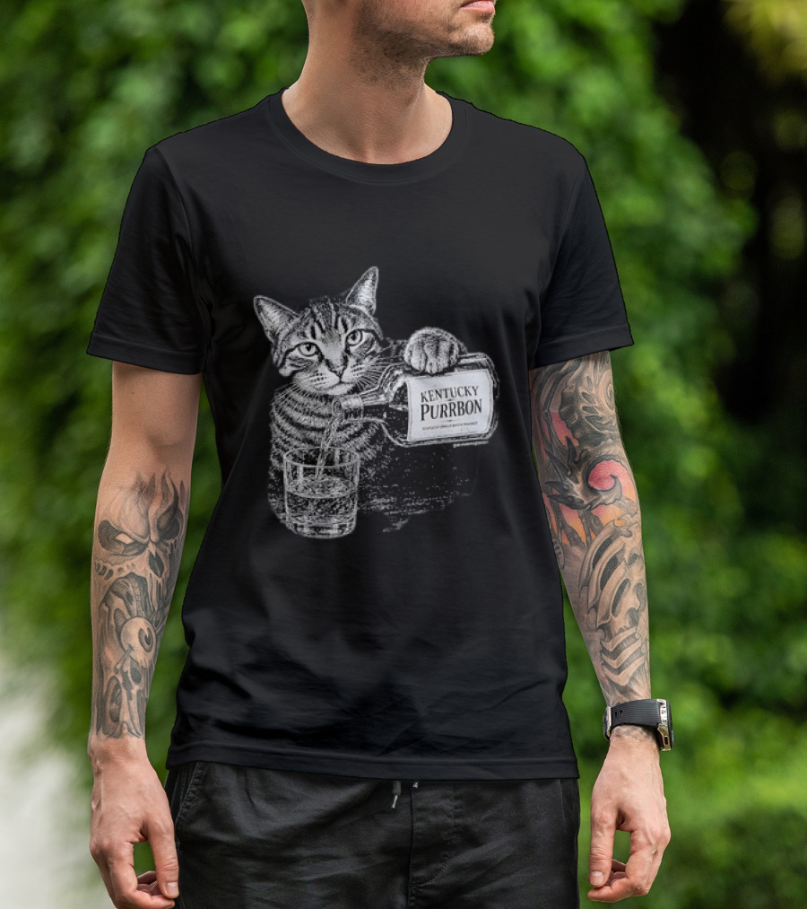 Kentucky Purrbon Cat Pouring Whiskey Bourbon T-Shirt