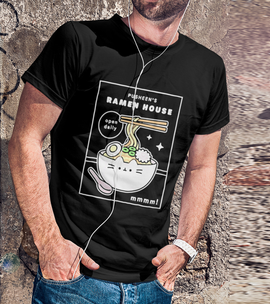 Pusheen's Ramen House Open Daily Noodles Kawaii Mmmm T-Shirt