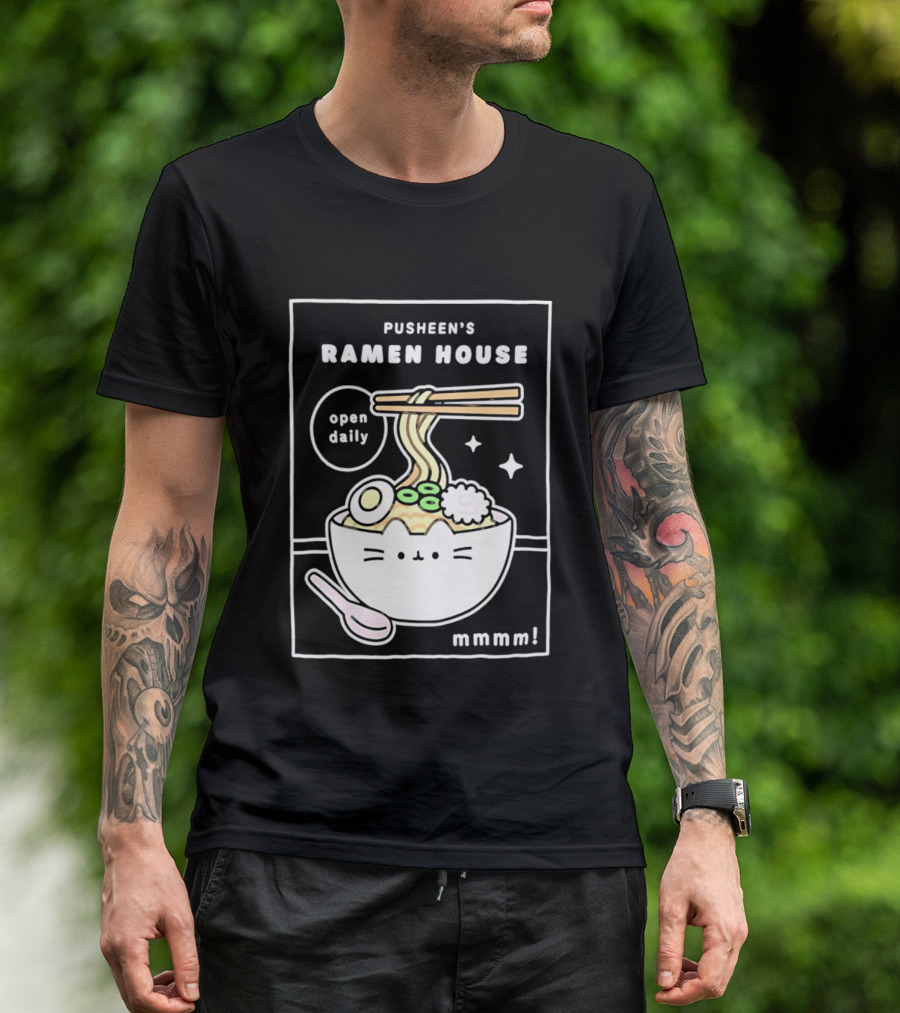 Pusheen's Ramen House Open Daily Noodles Kawaii Mmmm T-Shirt