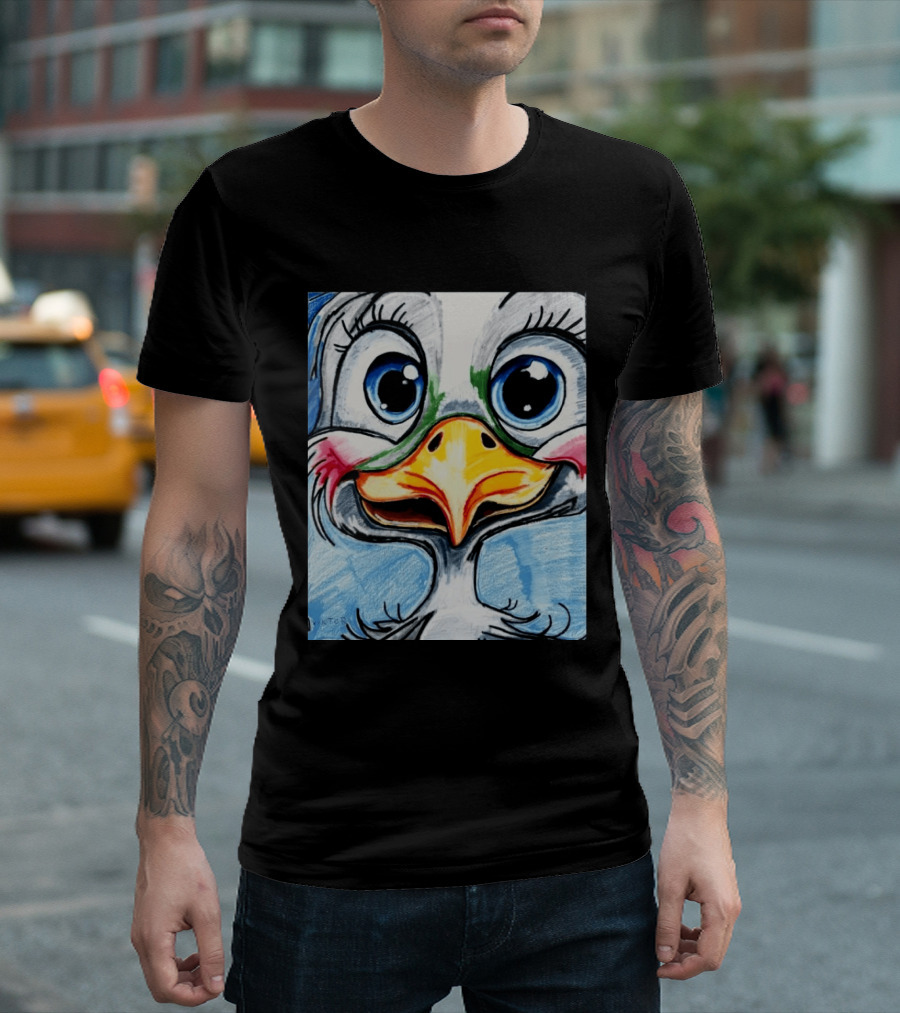 Swoopy The Charming Seagull By Viktor With Big Blue Eyes And Colorful Beak T-Shirt