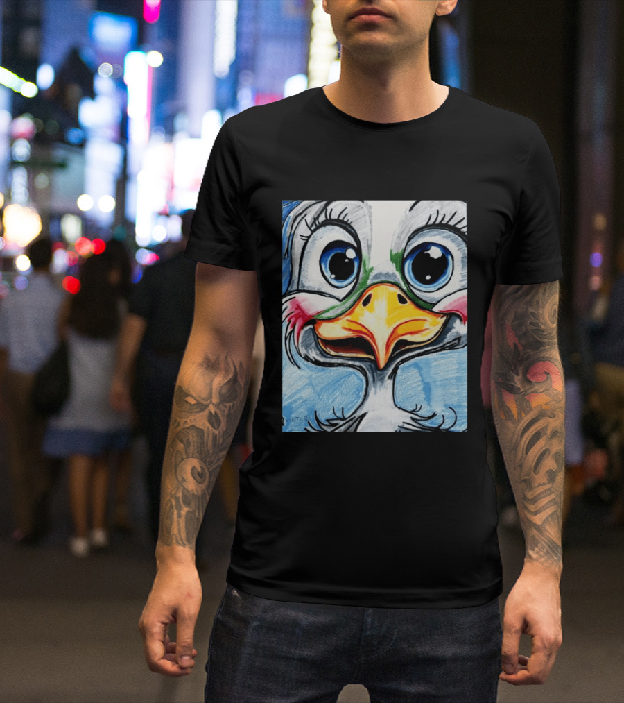 Swoopy The Charming Seagull By Viktor With Big Blue Eyes And Colorful Beak T-Shirt