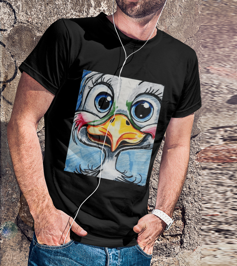 Swoopy The Charming Seagull By Viktor With Big Blue Eyes And Colorful Beak T-Shirt