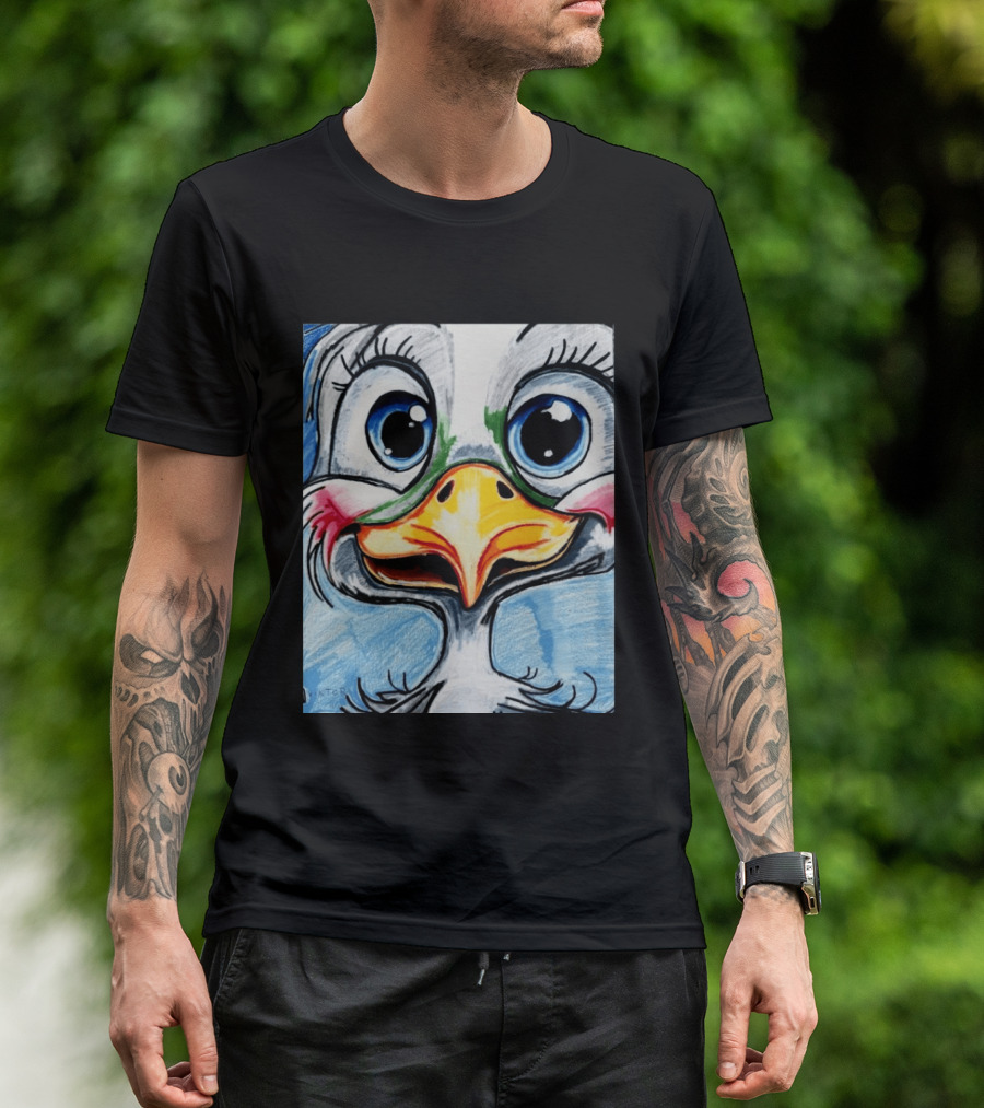 Swoopy The Charming Seagull By Viktor With Big Blue Eyes And Colorful Beak T-Shirt