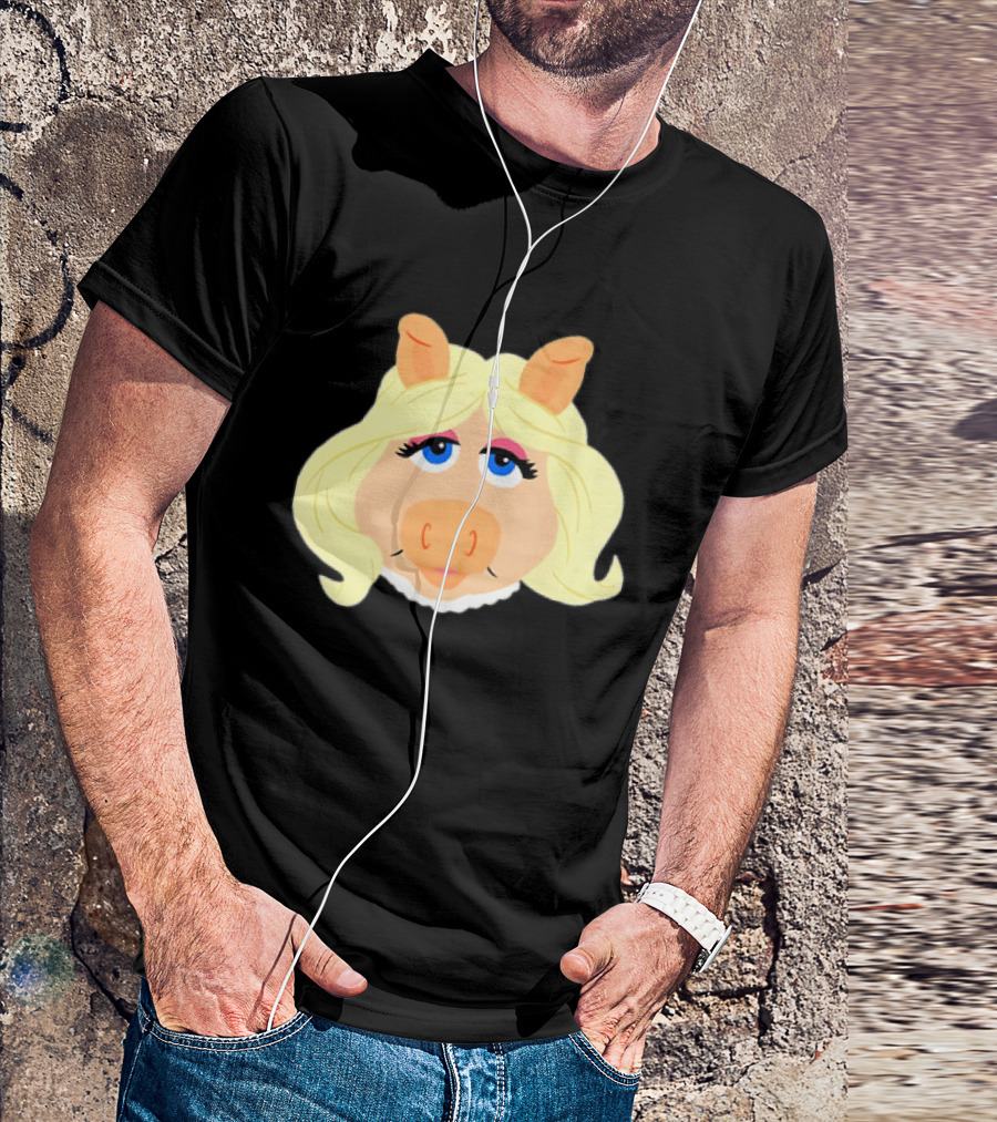Miss Piggy Iconic Jim Henson's Muppets Character Blonde Hair Blue Eyes T-Shirt