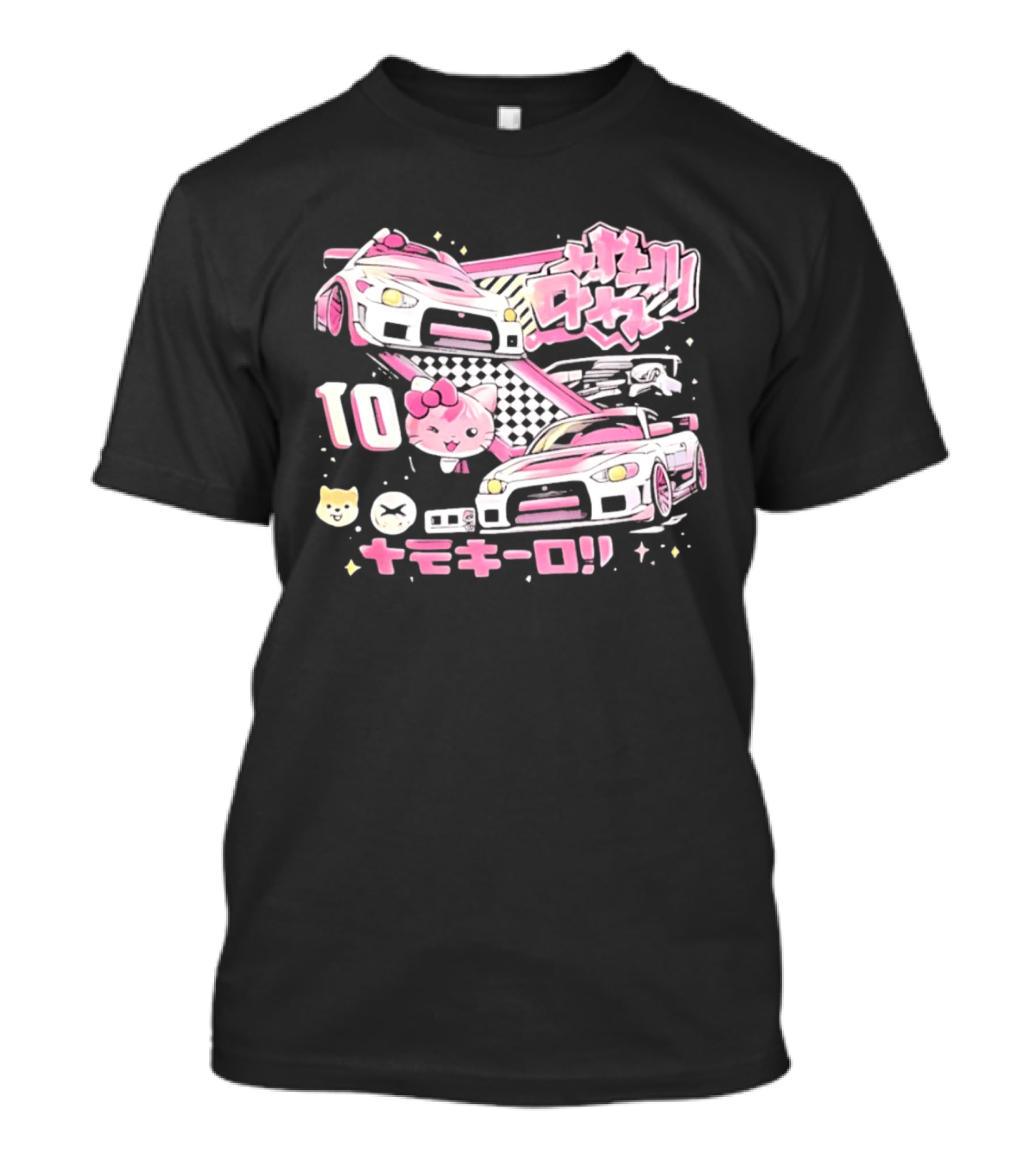 Hello Kitty Pink Racing Car Aesthetic JDM !! 10 Racing Cats T-Shirt