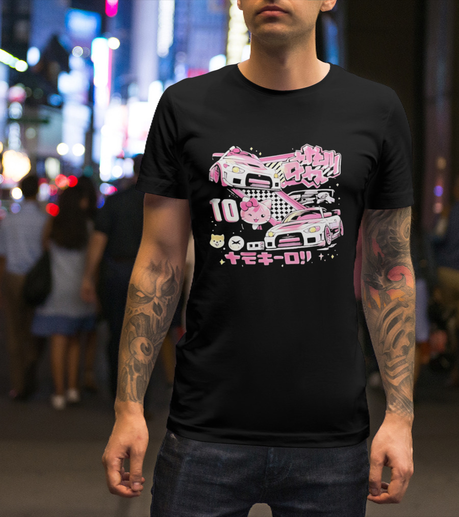 Hello Kitty Pink Racing Car Aesthetic JDM !! 10 Racing Cats T-Shirt