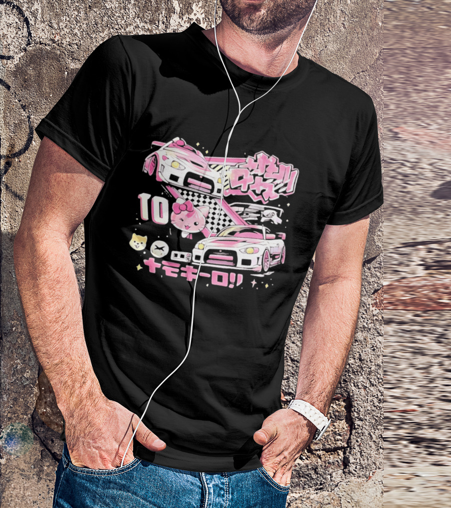 Hello Kitty Pink Racing Car Aesthetic JDM !! 10 Racing Cats T-Shirt