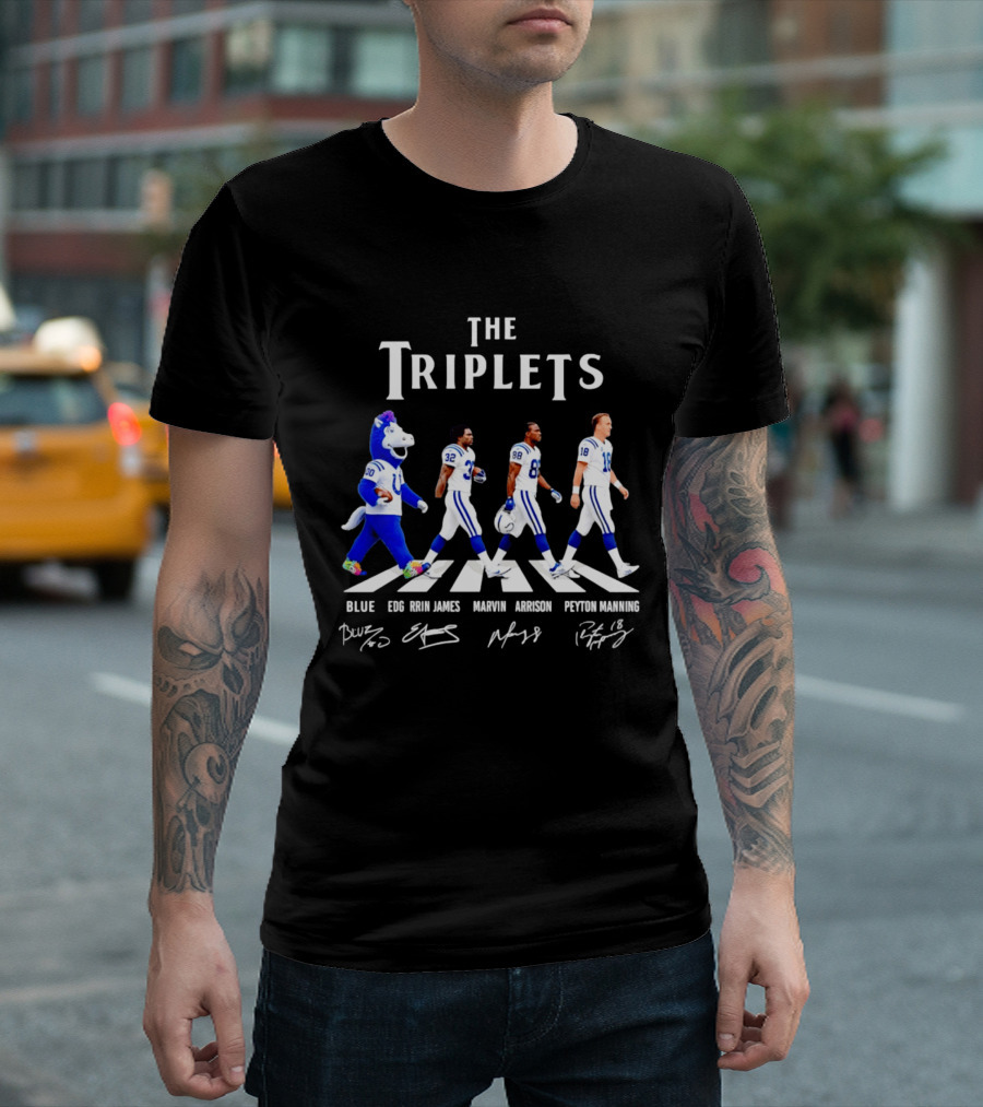 The Triplets Blue Edgerrin James Marvin Harrison Peyton Manning Indianapolis Colts T-Shirt