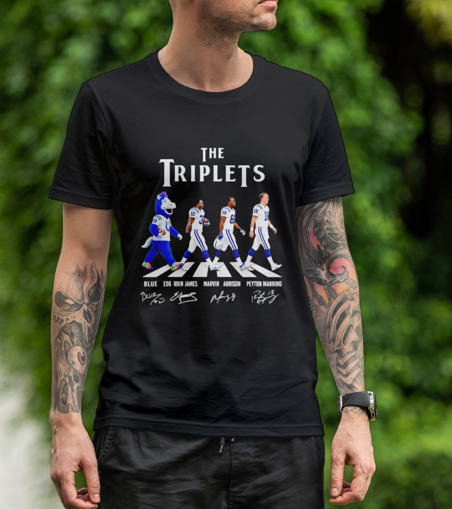 The Triplets Blue Edgerrin James Marvin Harrison Peyton Manning Indianapolis Colts T-Shirt