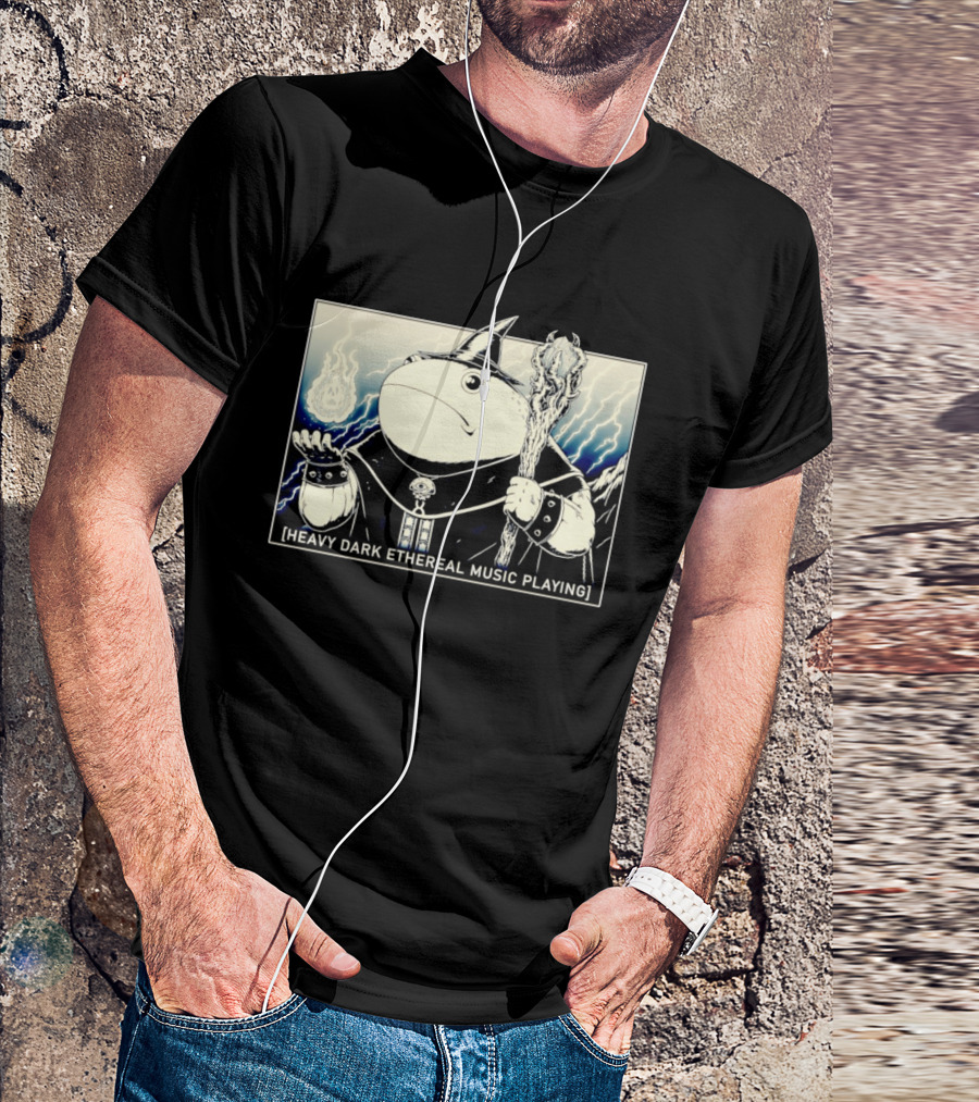 Wizard Frog With Staff And Magic Energy Heavy Dark Ethereal Music Playing T-Shirt
