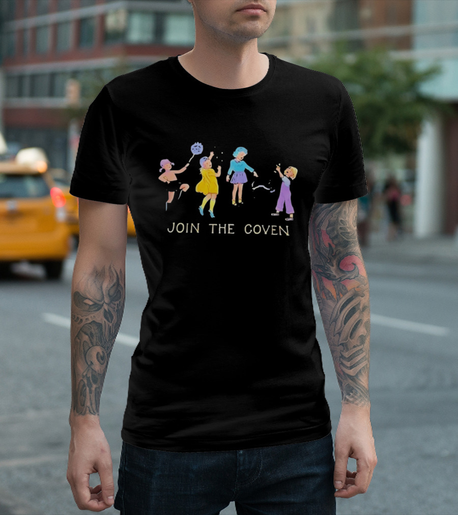 Join The Coven Witchcraft Magic Witches Kids Playful Scene T-Shirt
