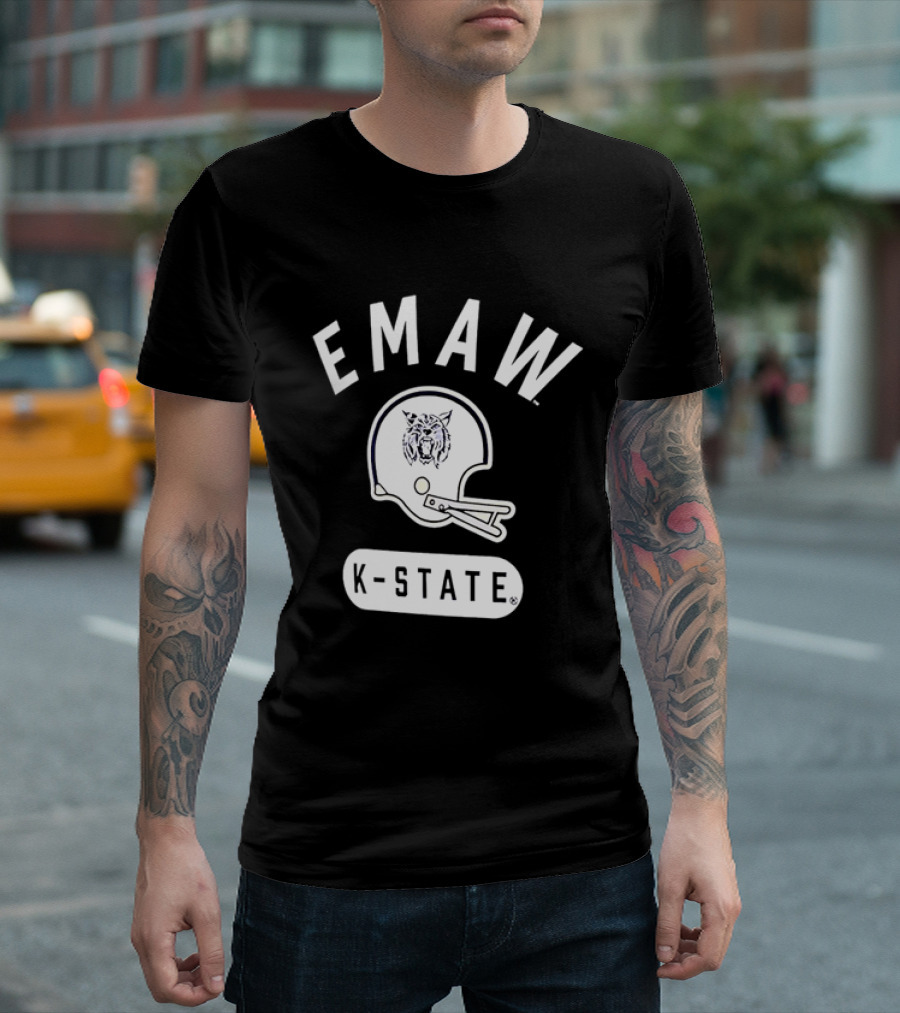 EMAW K State Wildcats Football Helmet Kansas State University T-Shirt