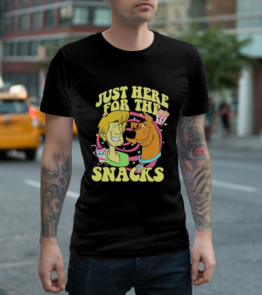 Scooby Doo Shaggy Just Here For The Snacks Popcorn Fun T-Shirt