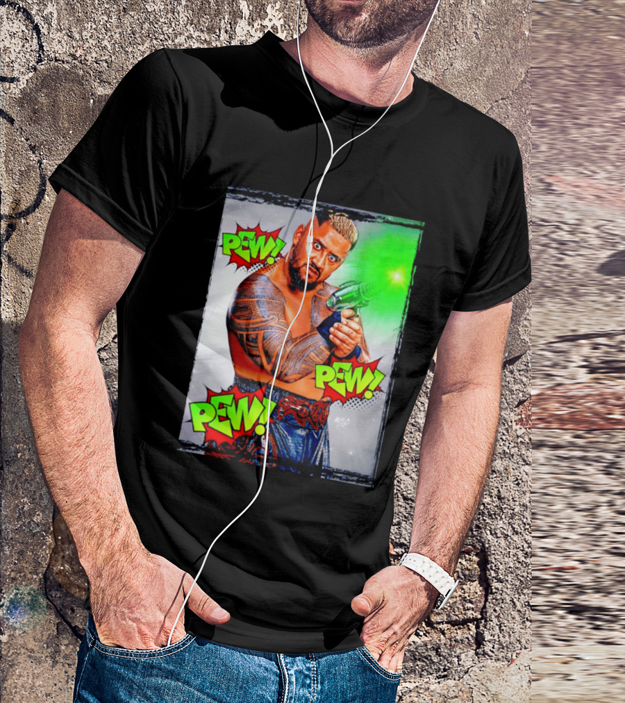 Solo Sikoa Pew Pew Pew WWE Wrestling Comic Style Laser Gun Action T-Shirt