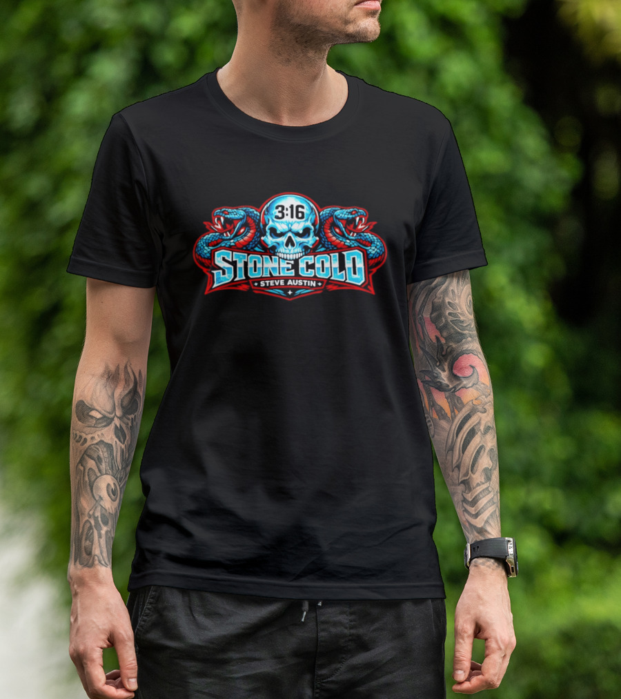 Stone Cold Steve Austin 3 16 Skull With Snakes T-Shirt