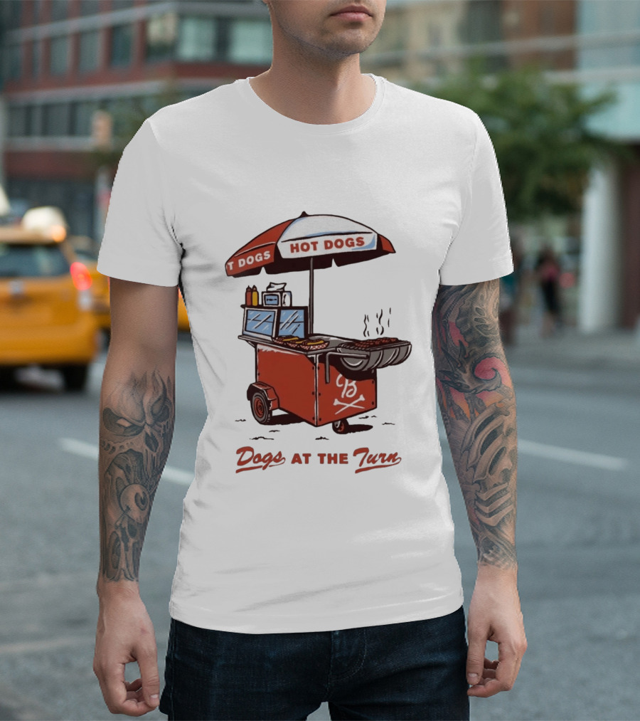 Dogs At The Turn Hot Dogs Cart With Tasty Grilled Food T-Shirt