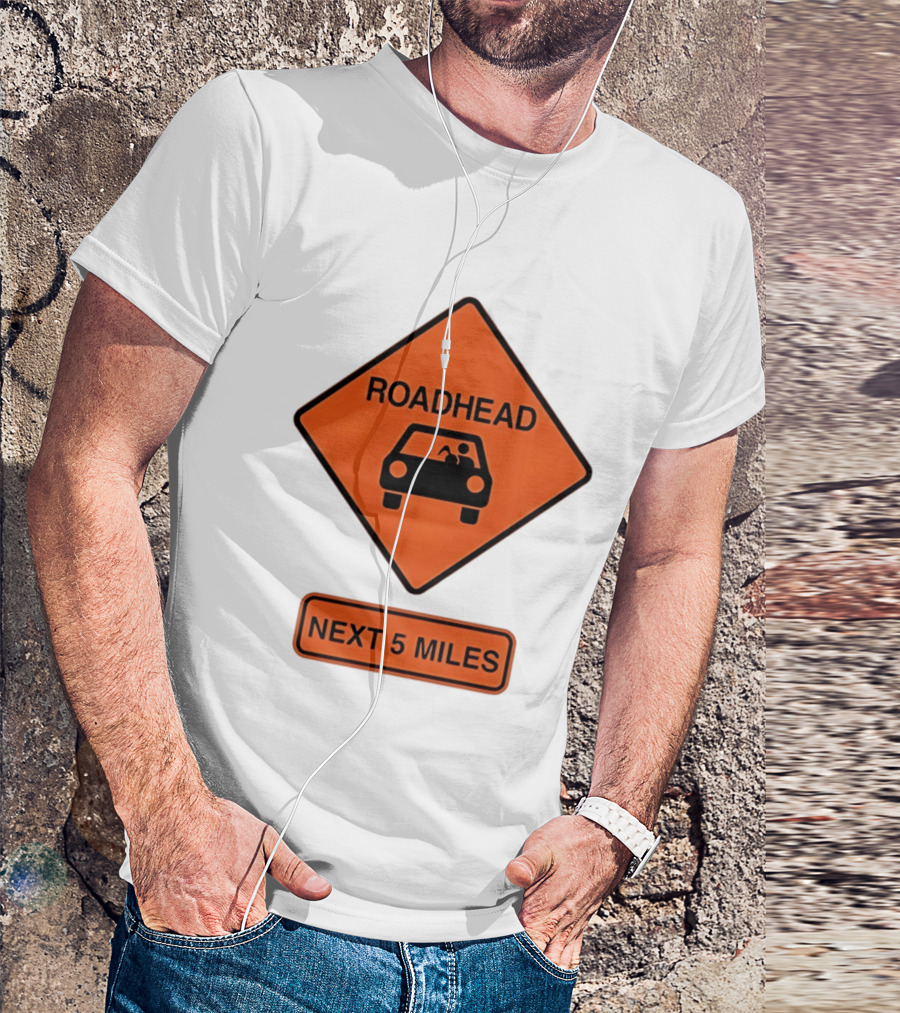Roadhead Next 5 Miles Traffic Sign Car T-Shirt