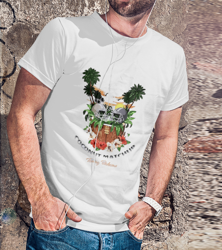 Tommy Bahama Coconut Matchup Football Tropical Palms Helmets Hibiscus T-Shirt