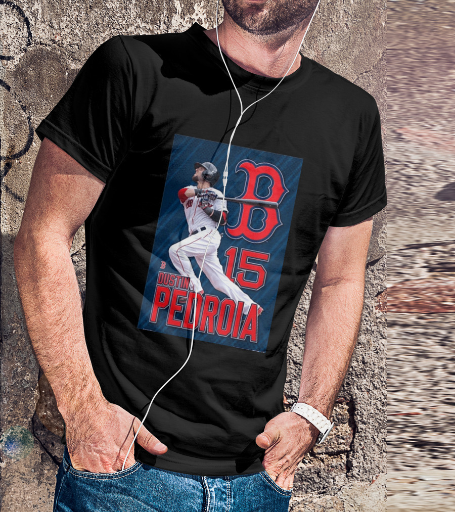 Dustin Pedroia Boston Red Sox 15 MLB Baseball Action T-Shirt