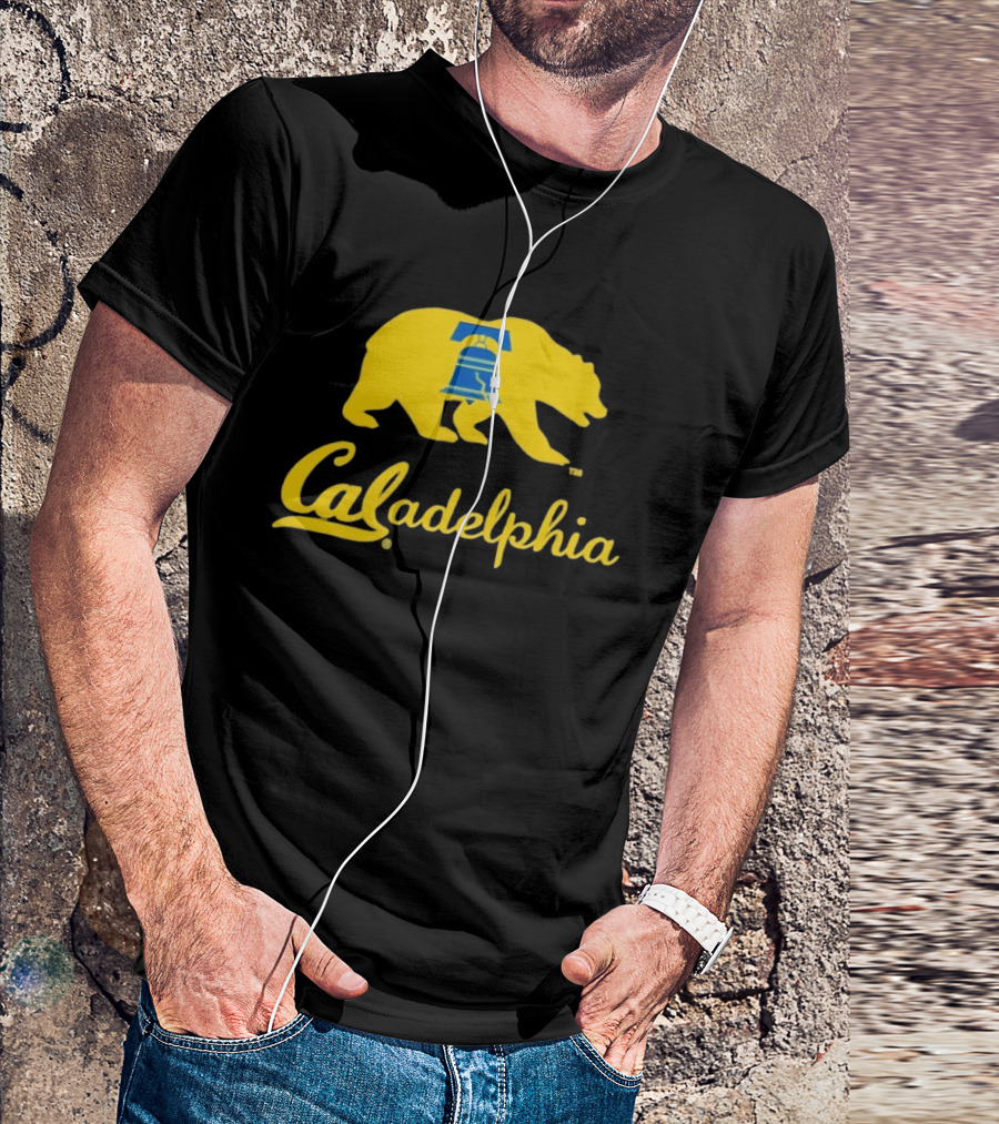 Caladelphia California Bear With Liberty Bell T-Shirt