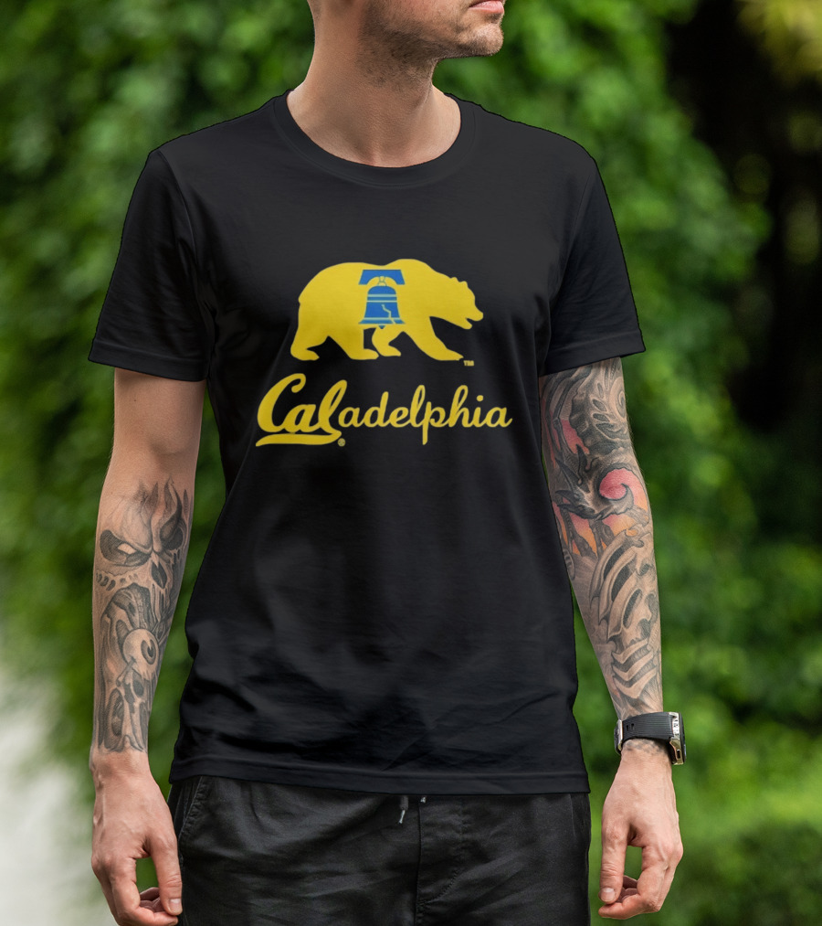 Caladelphia California Bear With Liberty Bell T-Shirt