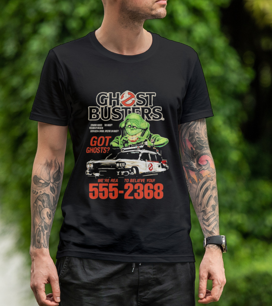 Ghostbusters Got Ghosts Ecto 1 Slimer We're Ready To Believe You 555 2368 T-Shirt