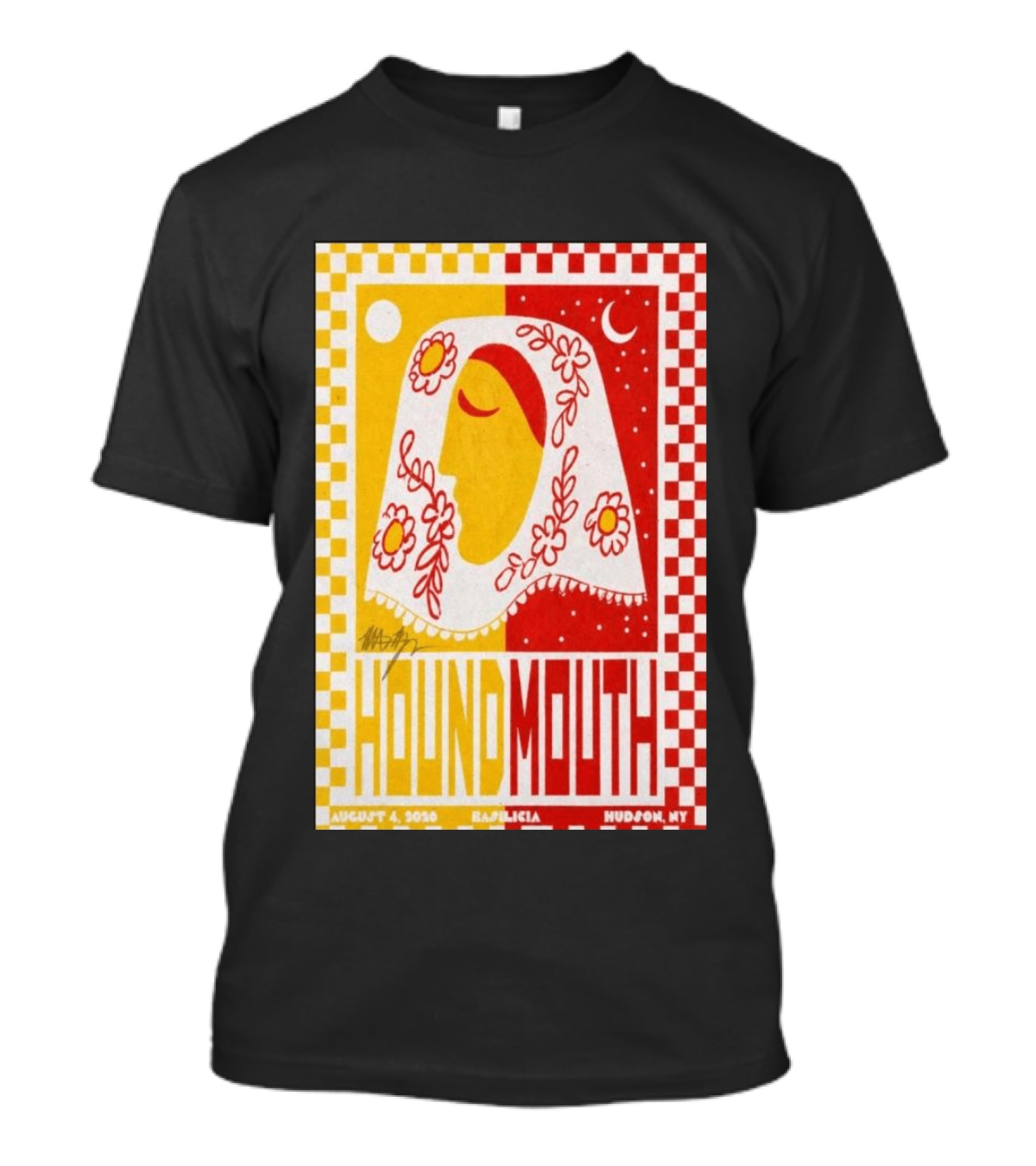 Houndmouth Concert Basilica Hudson NY August 4 2026 Moon Stars Flowers T-Shirt
