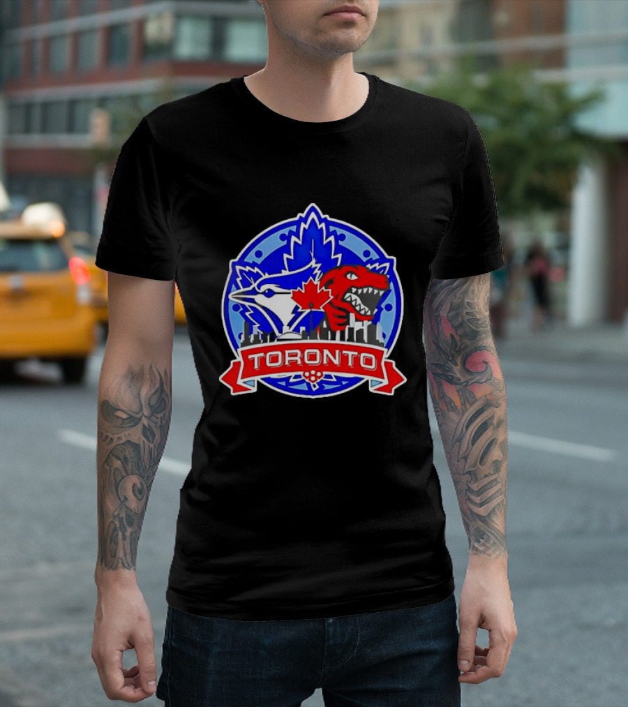Toronto Raptors Blue Jays City Skyline Canada Leaf T-Shirt
