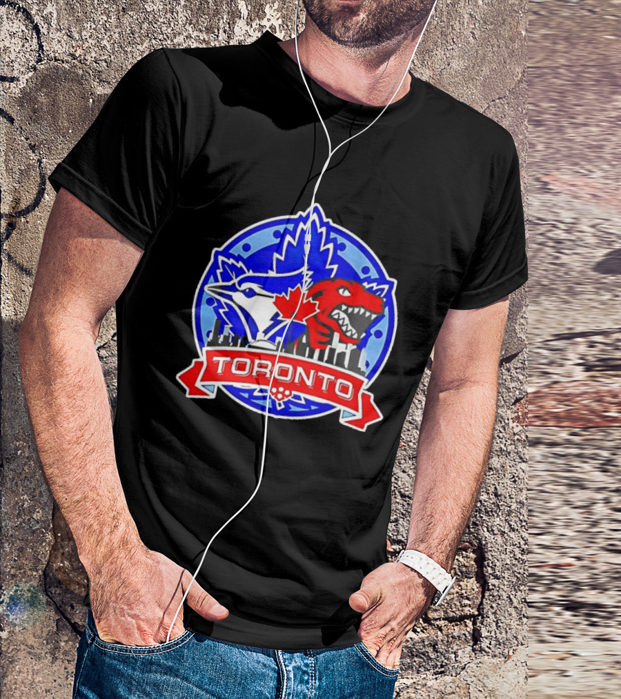 Toronto Raptors Blue Jays City Skyline Canada Leaf T-Shirt
