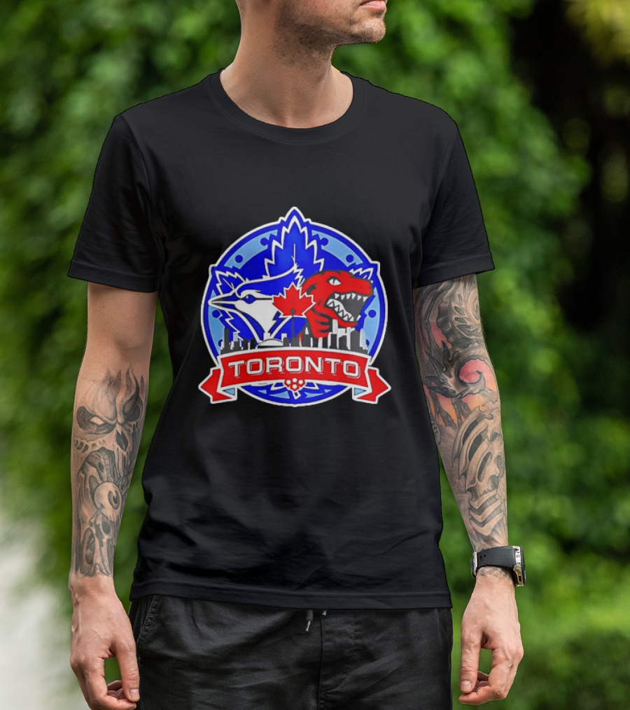 Toronto Raptors Blue Jays City Skyline Canada Leaf T-Shirt