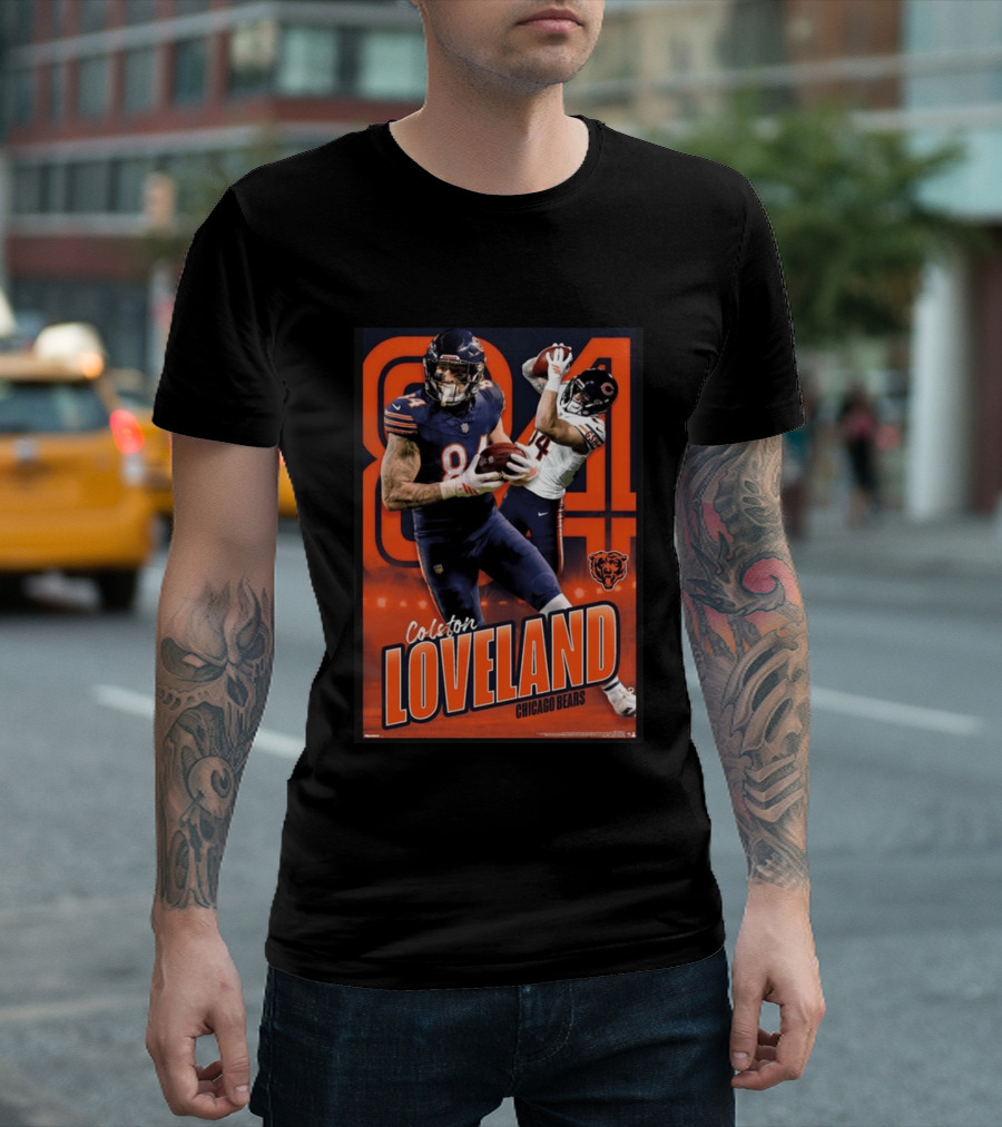 Colston Loveland 84 Chicago Bears Football Action T-Shirt