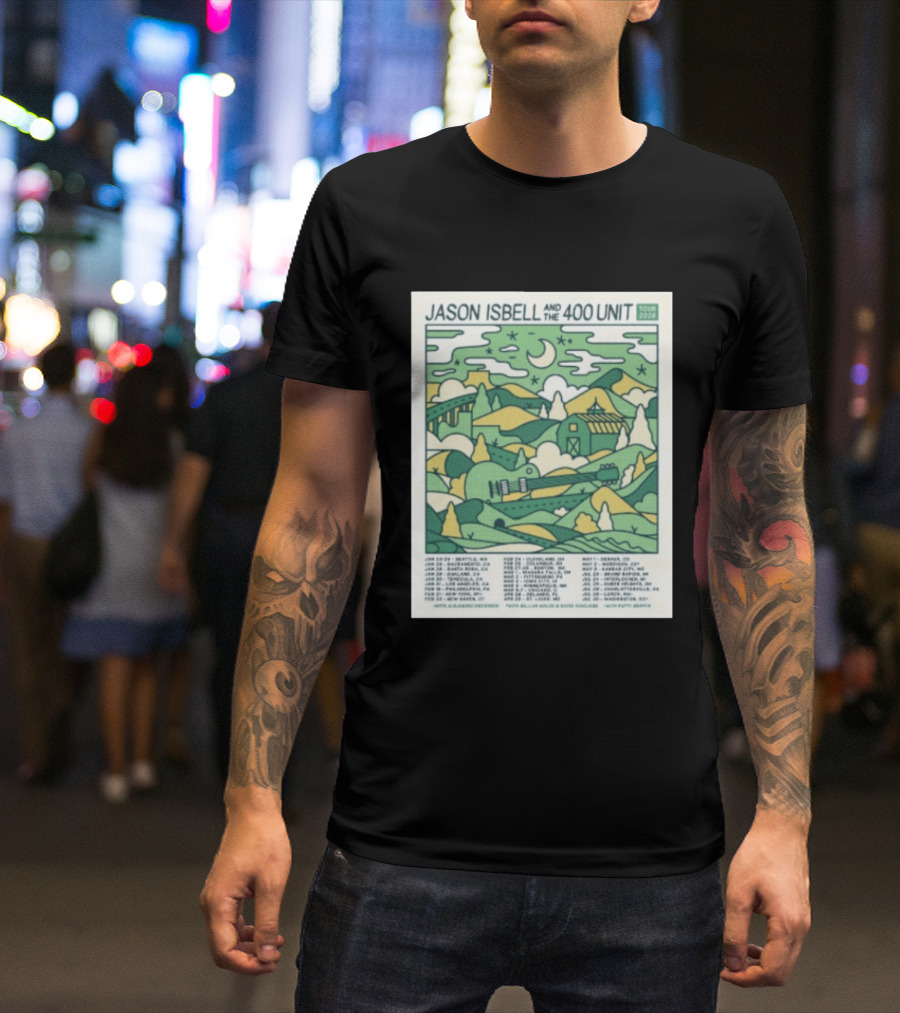 Jason Isbell And The 400 Unit Tour 2026 January 23 24 Seattle Wa Jan 26 Sacramento Ca Nostalgic 2026 Countryside Landscape T-Shirt