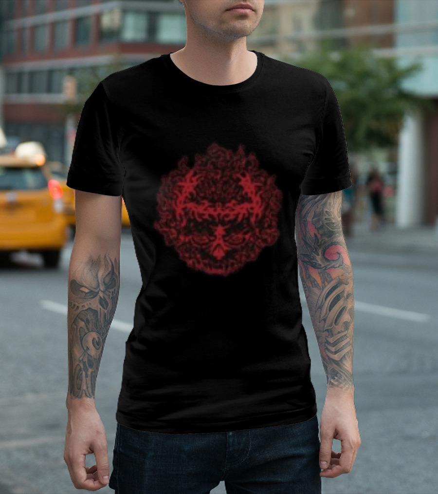 Daze Store Bloodshed Skull Red Floral Skull T-Shirt