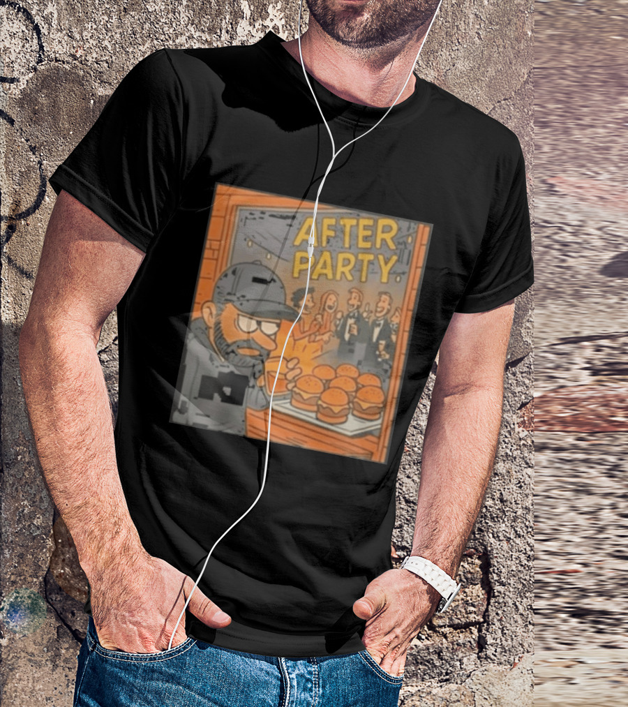 After Party Burger Cartoon With Drink In Hand T-Shirt