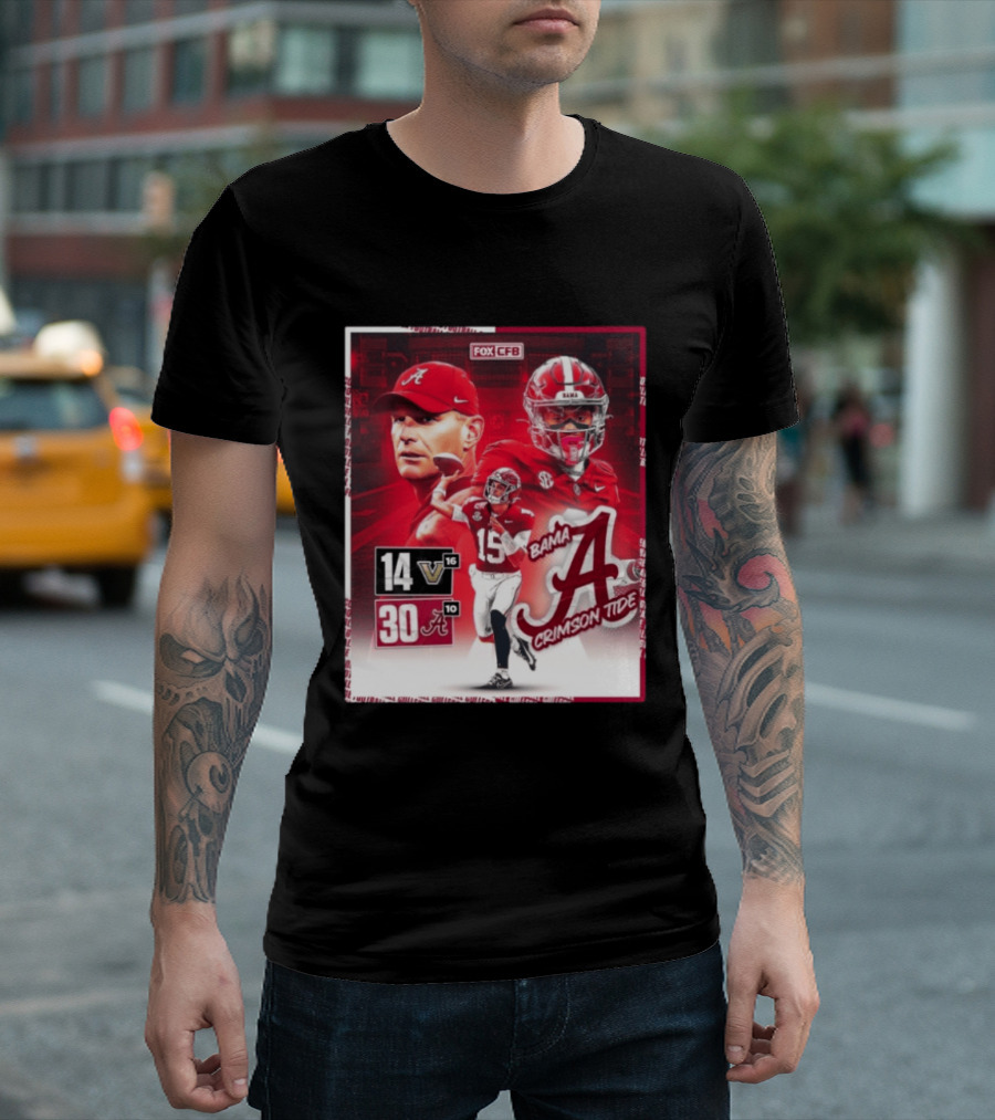 Crimson Tide Triumph Over Vanderbilt 30 14 Featuring Head Coach Kalen DeBoer And Jalen Milroe T-Shirt
