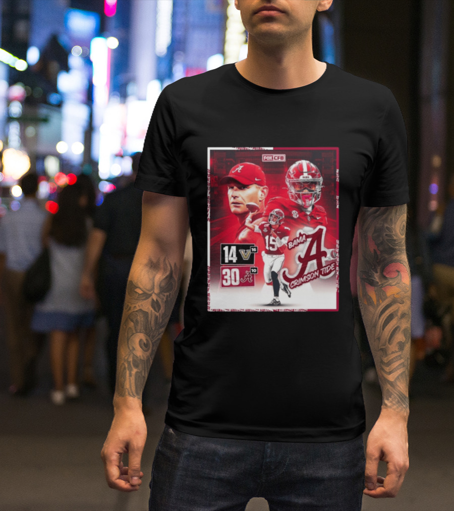 Crimson Tide Triumph Over Vanderbilt 30 14 Featuring Head Coach Kalen DeBoer And Jalen Milroe T-Shirt
