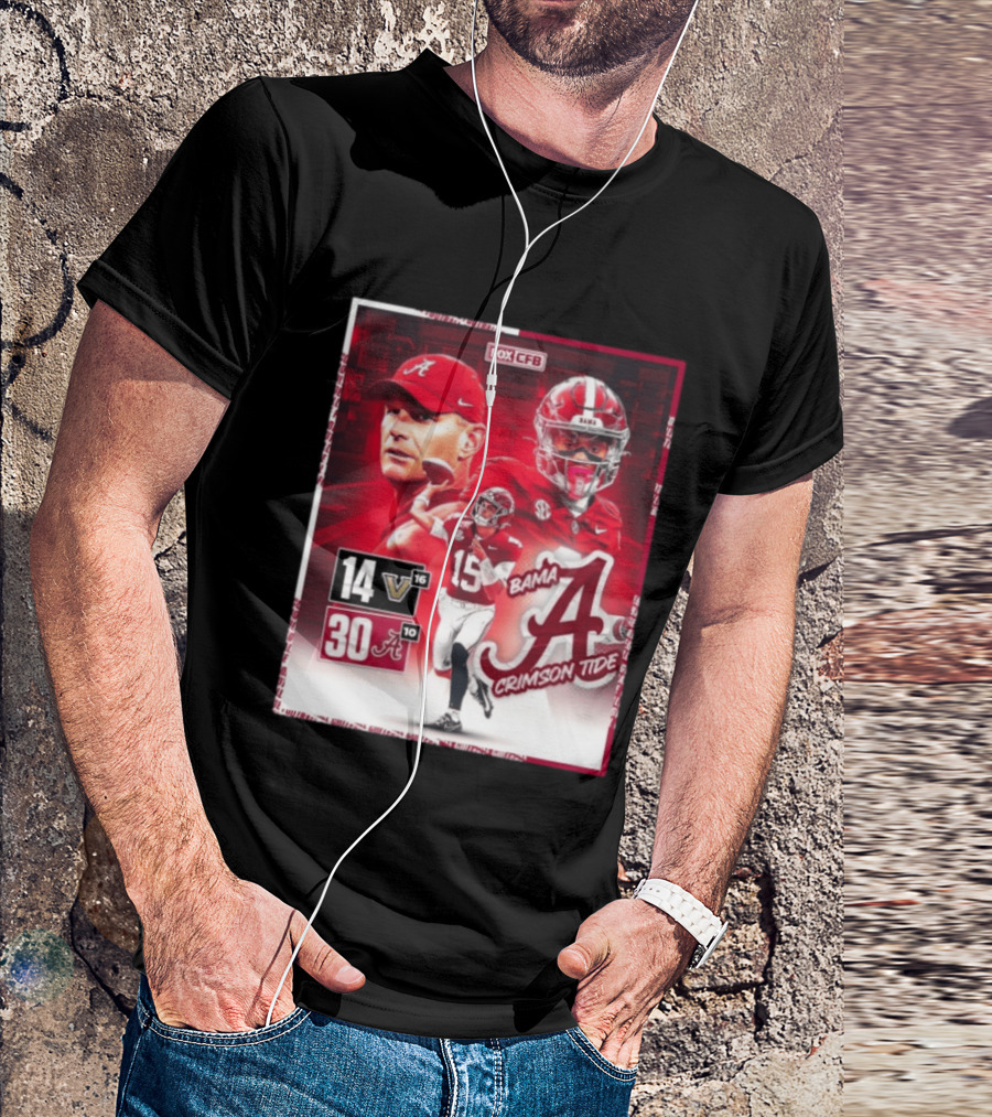 Crimson Tide Triumph Over Vanderbilt 30 14 Featuring Head Coach Kalen DeBoer And Jalen Milroe T-Shirt