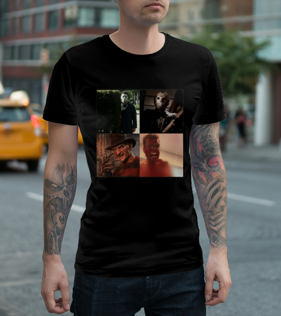 Perez Hilton Icons Horror Movie Legends Freddy Jason Michael Myers T-Shirt
