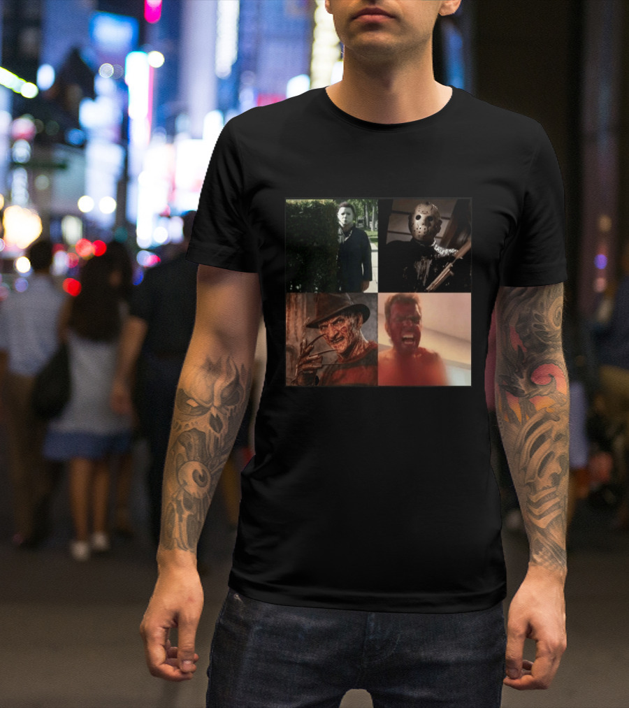 Perez Hilton Icons Horror Movie Legends Freddy Jason Michael Myers T-Shirt