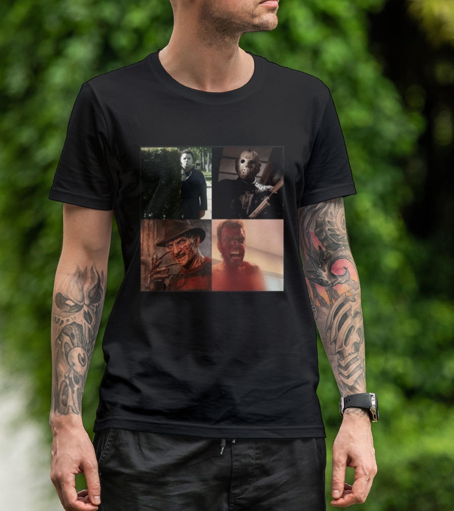 Perez Hilton Icons Horror Movie Legends Freddy Jason Michael Myers T-Shirt