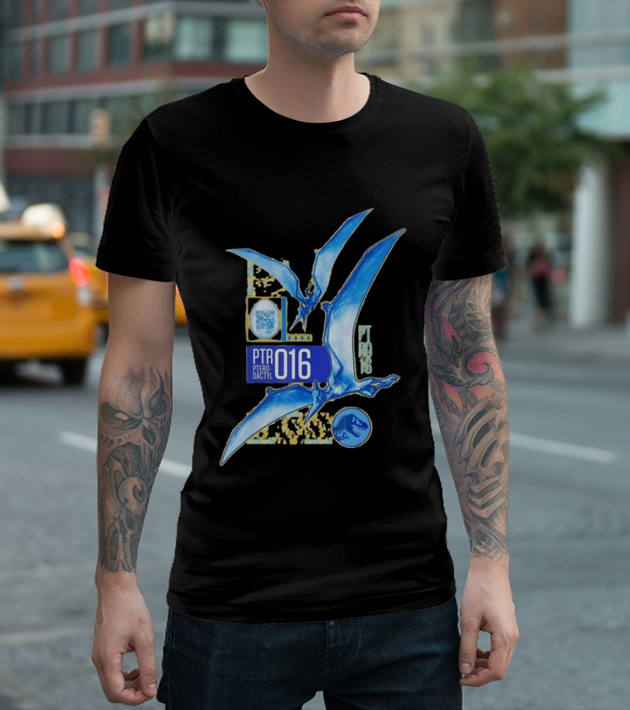 PTR 016 Pterodactyl Dinosaur Prehistoric QR Code Rex T-Shirt