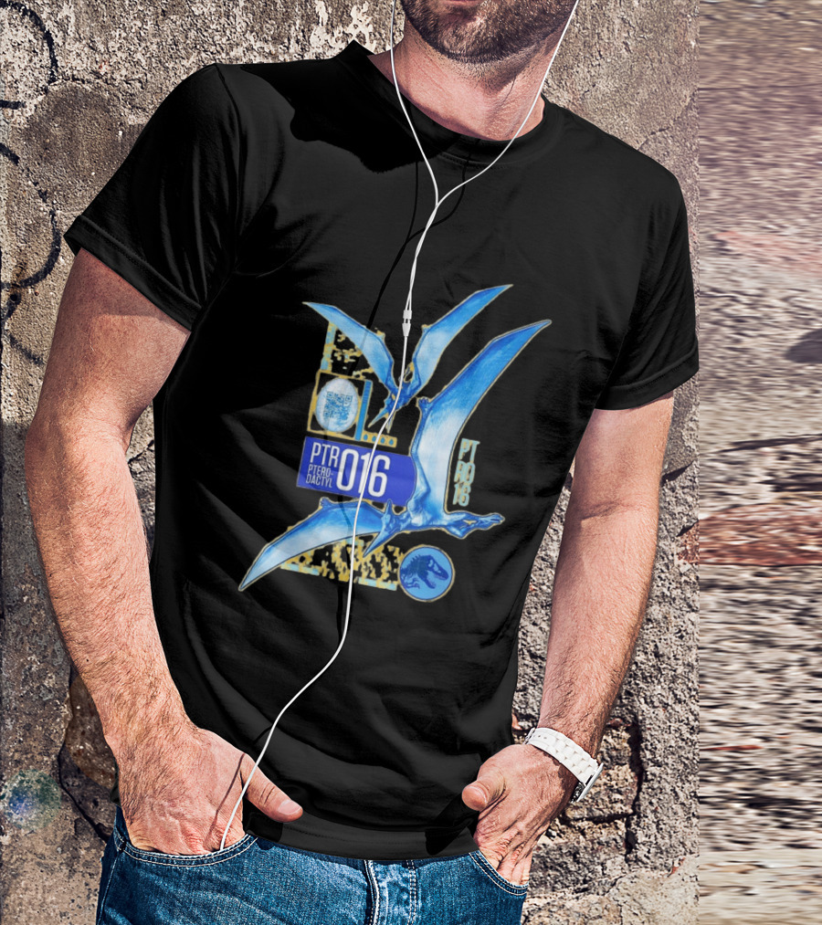 PTR 016 Pterodactyl Dinosaur Prehistoric QR Code Rex T-Shirt
