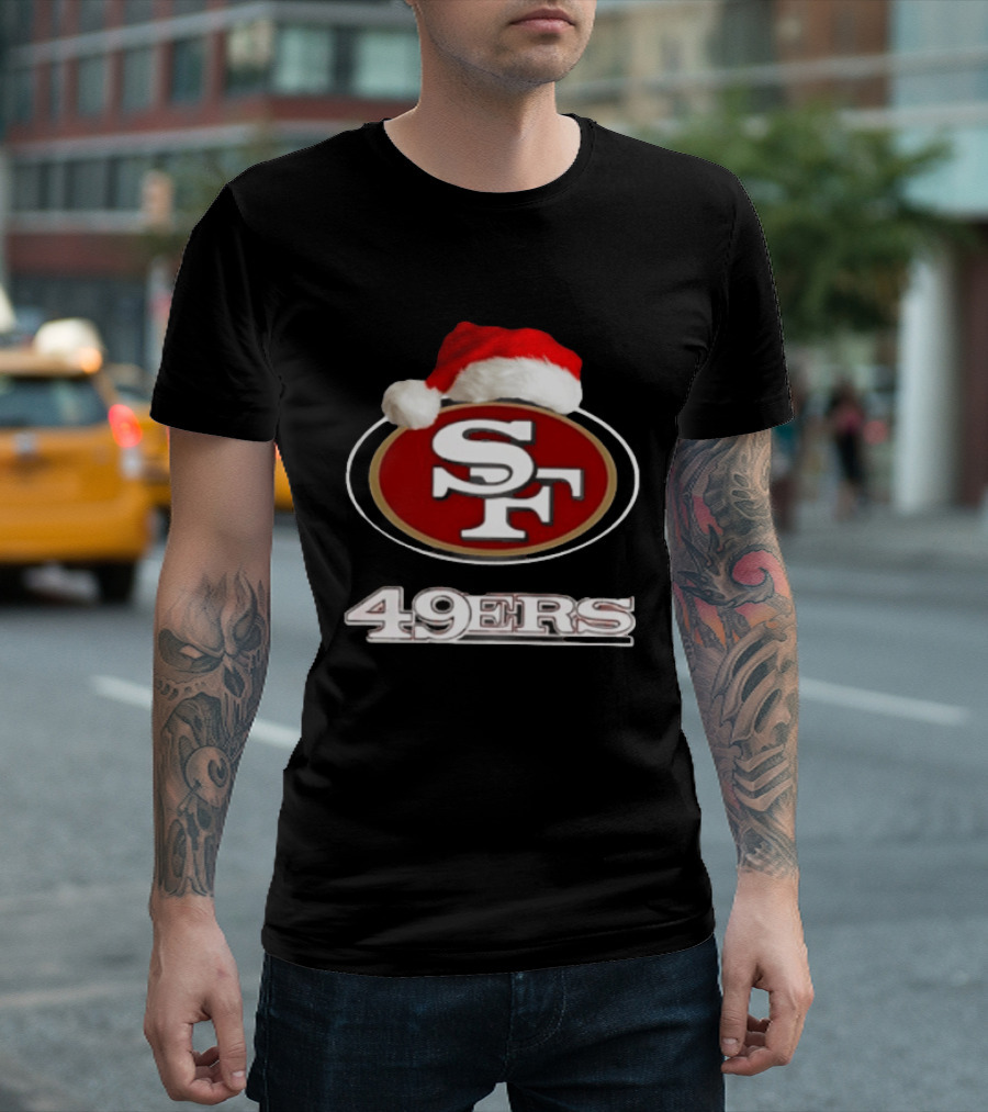 San Francisco 49ers 2025 Santa Hat Christmas Football 49ers T-Shirt