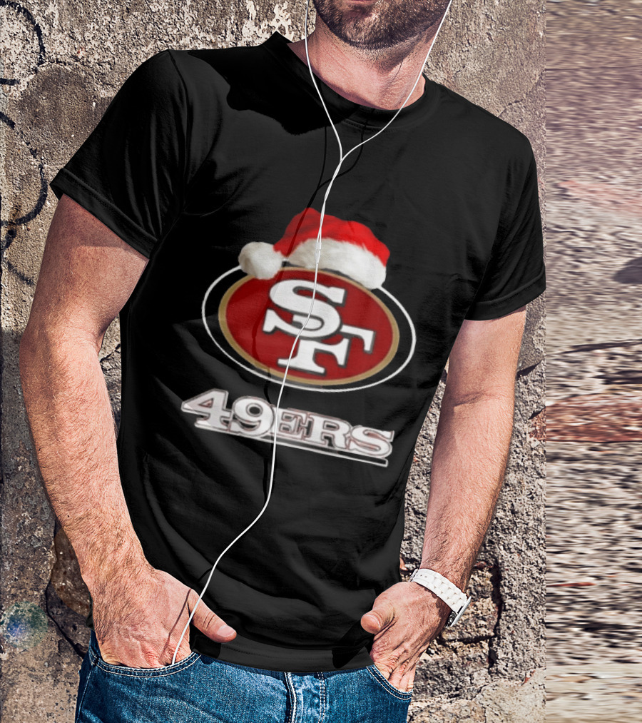 San Francisco 49ers 2025 Santa Hat Christmas Football 49ers T-Shirt