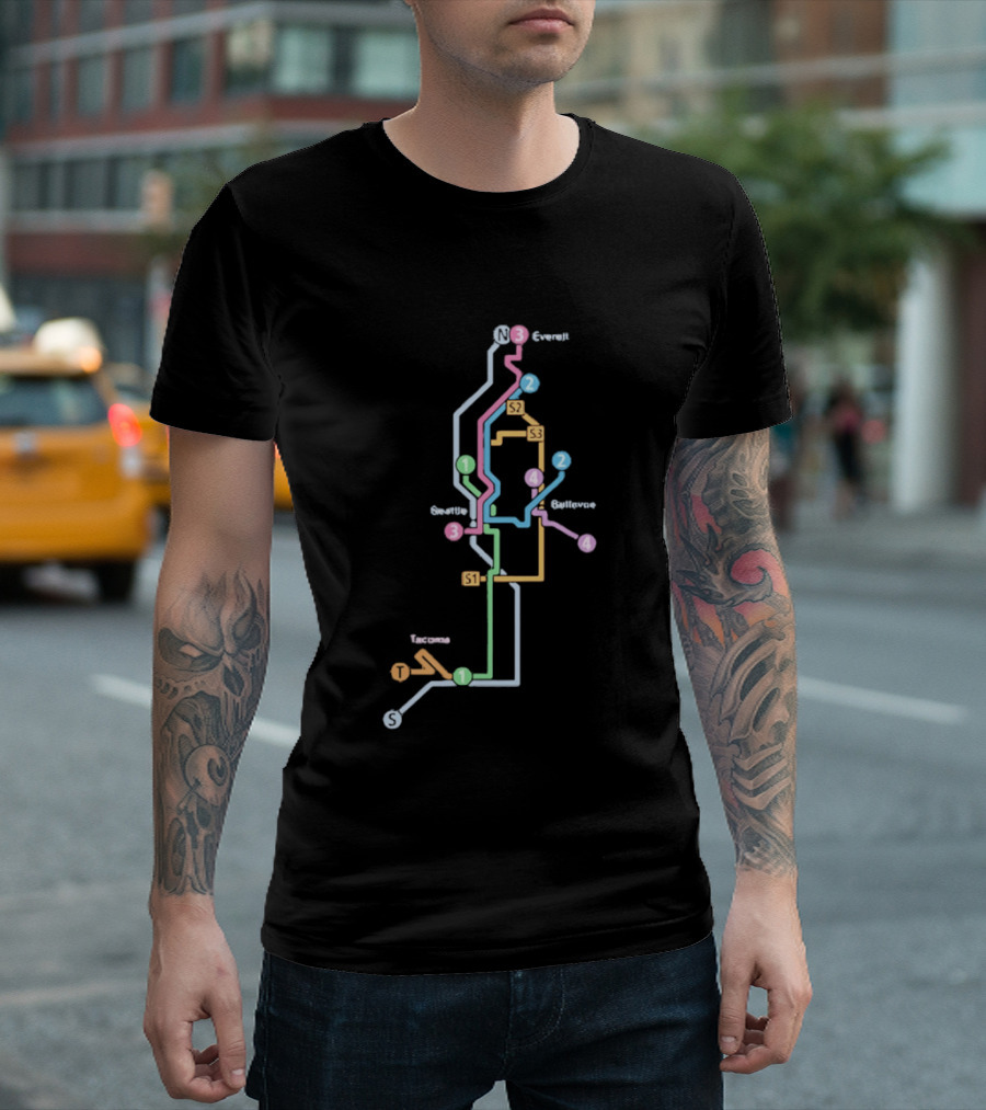 Seattle Tacoma Everett Bellevue Transit Map S1 S2 S3 Route Lines T-Shirt
