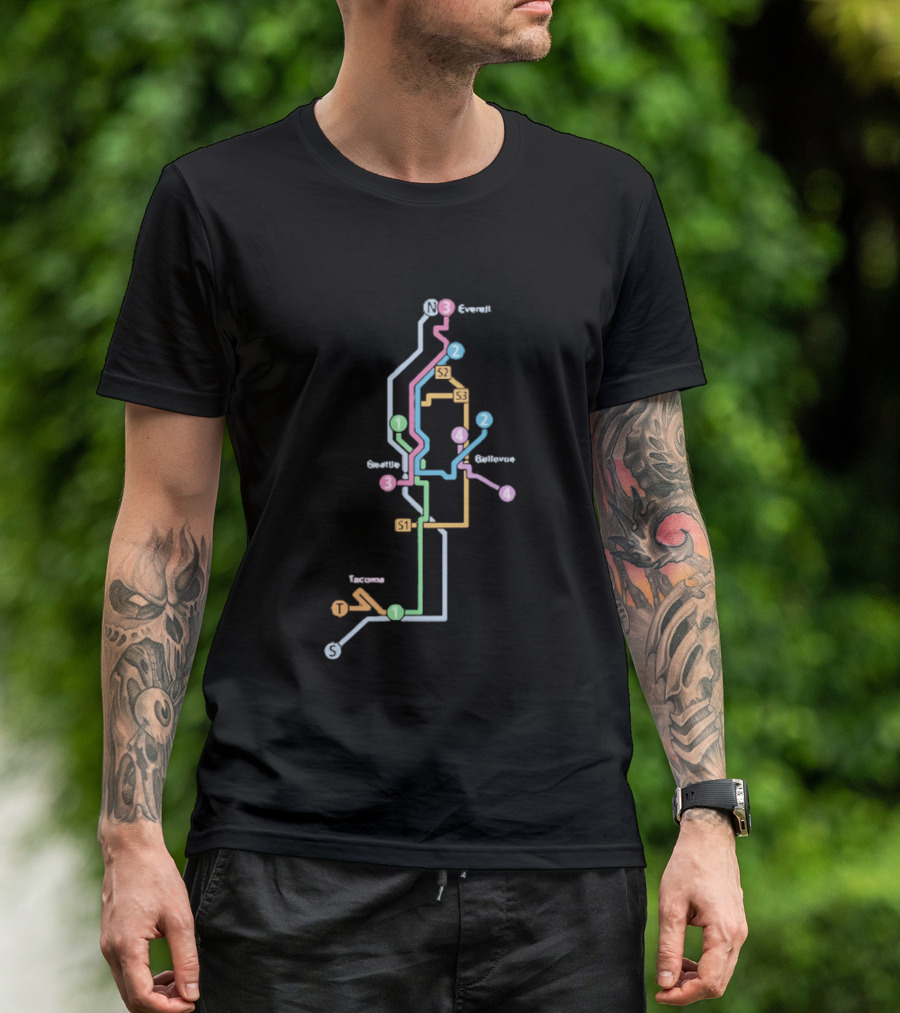 Seattle Tacoma Everett Bellevue Transit Map S1 S2 S3 Route Lines T-Shirt