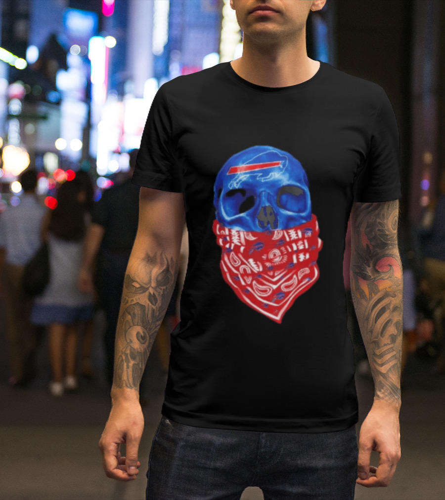 Outlaw Skull Gang Buffalo Bills Bandana Face Covering Trend T-Shirt