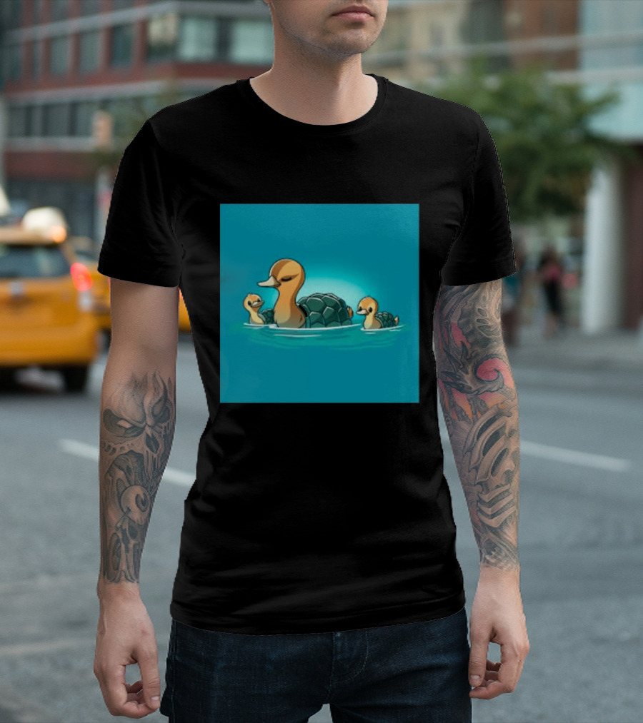 Turtle Ducks Swimming Cute Playful Hybrid Creatures T-Shirt