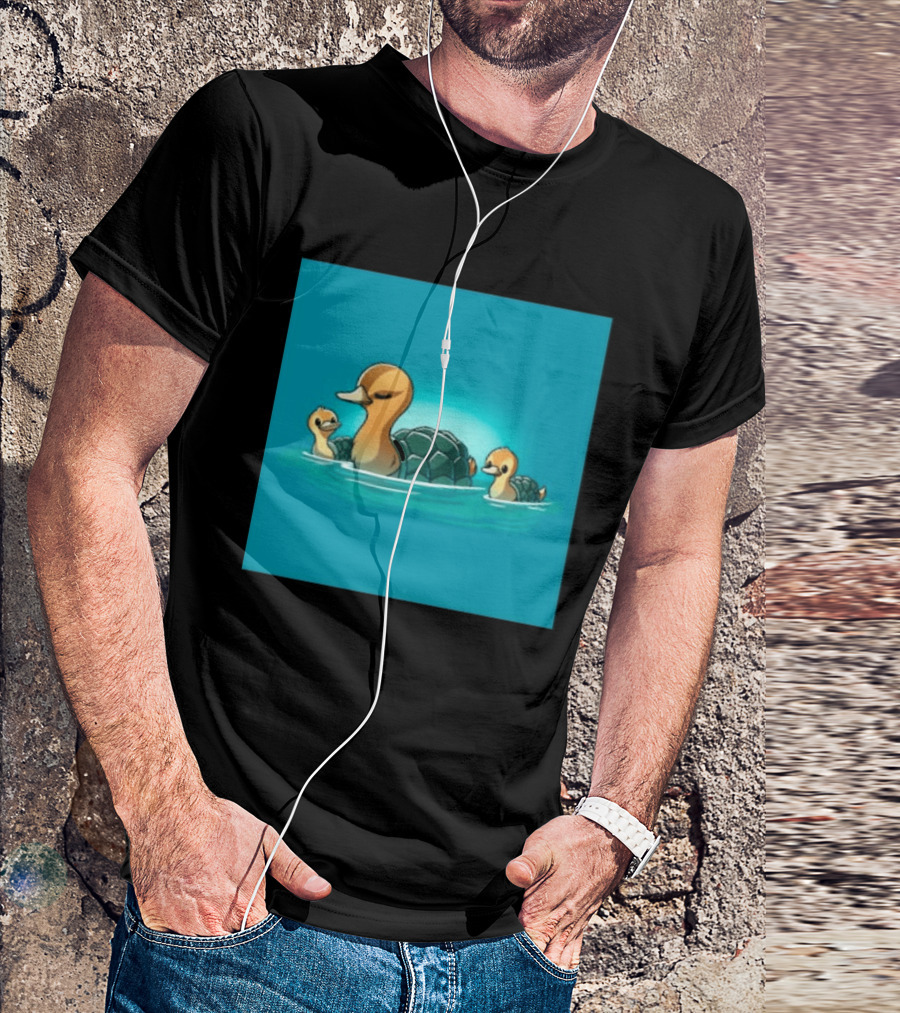 Turtle Ducks Swimming Cute Playful Hybrid Creatures T-Shirt