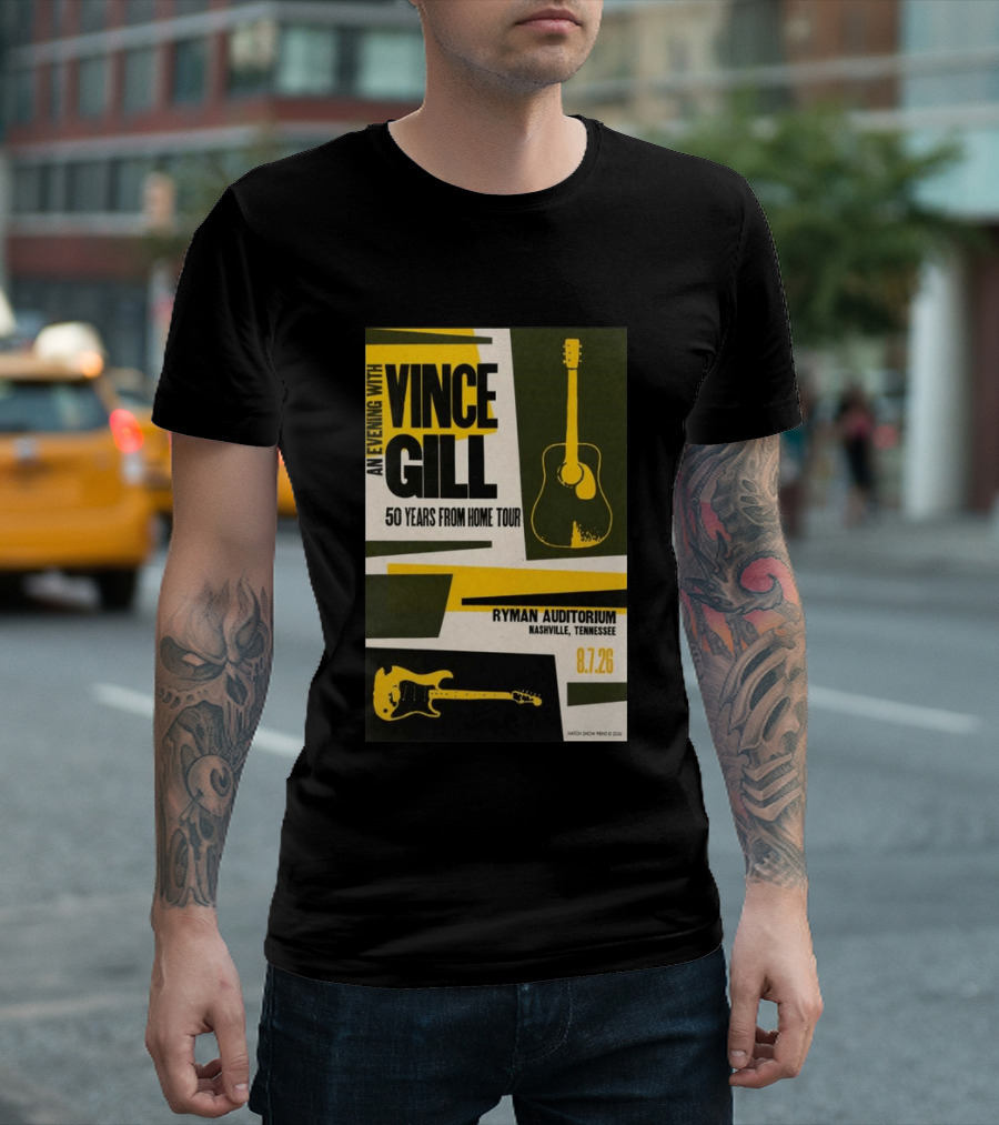 An Evening With Vince Gill 50 Years From Home Tour Ryman Auditorium Nashville August 7 2026 T-Shirt